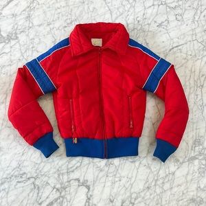 Vintage Red and Blue Kids Puffer Jacket